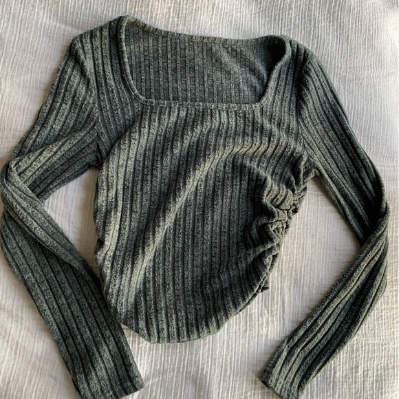 SHEIN Sweaters - SHEIN Dark Gray Off-the-Shoulder Sweater